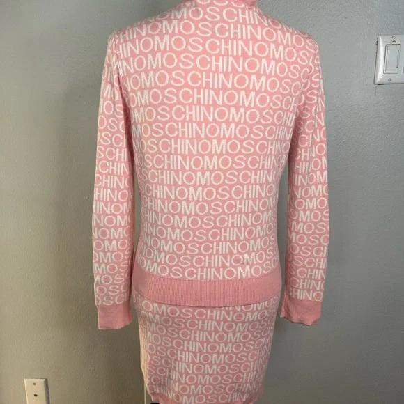 💕 Moschino Couture Pink Knit Logo Skirt Set Size L - Picture 3 of 10